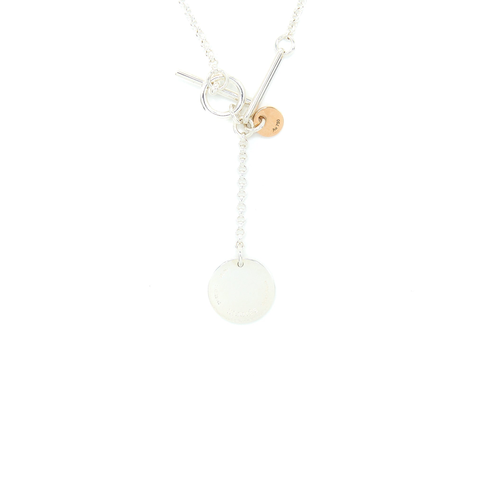HERMES EX-LIBRIS PENDANT SILVER/ROSE GOLD