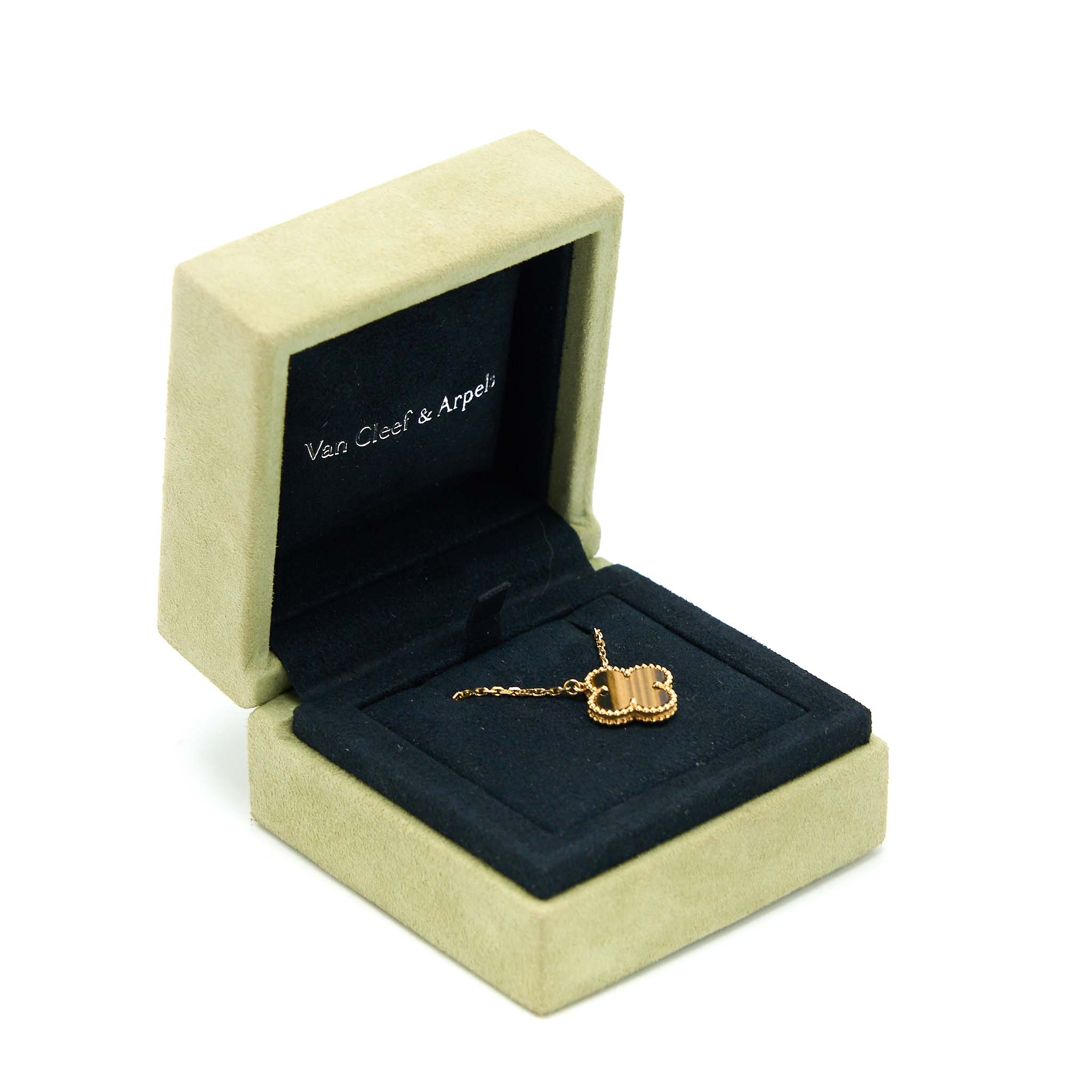 VAN CLEEF&ARPELS VINTAGE ALHAMBRA PENDANT TIGER EYE YELLOW GOLD