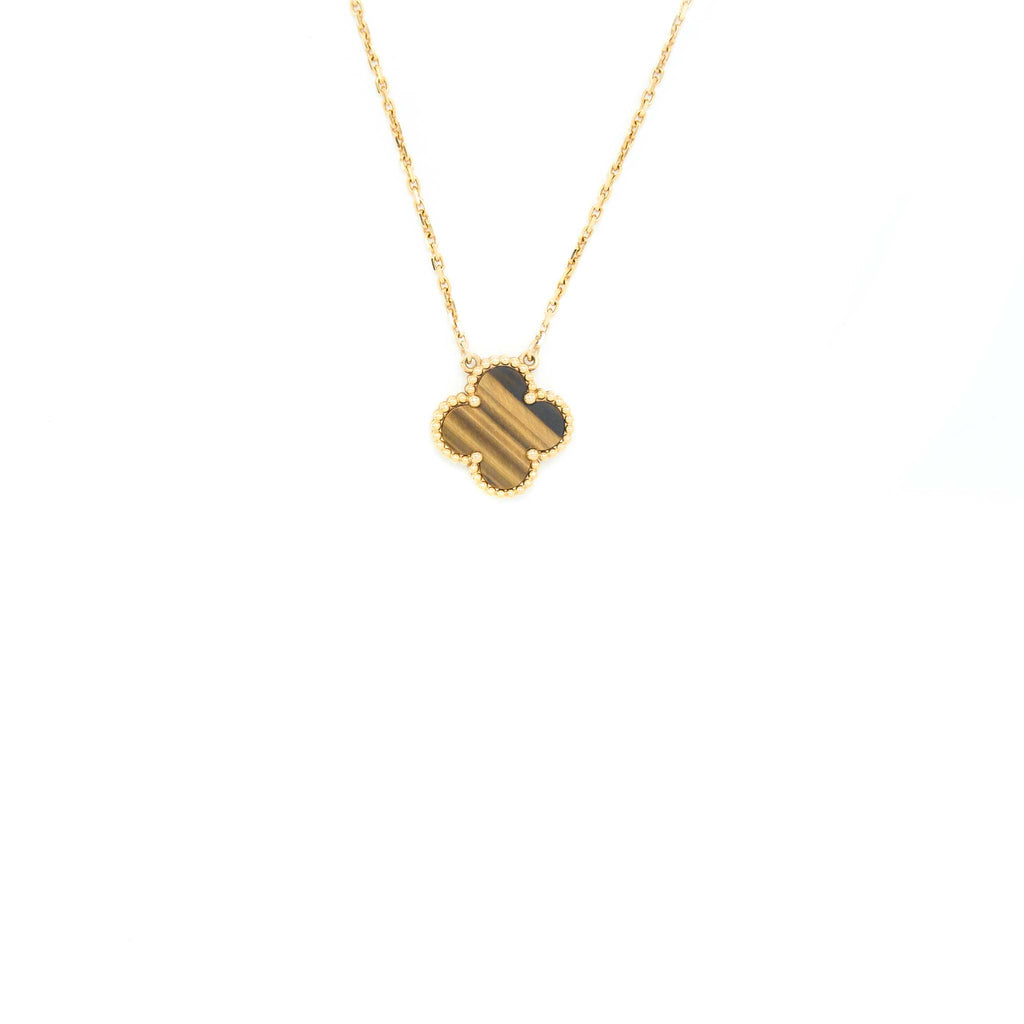 VAN CLEEF&ARPELS VINTAGE ALHAMBRA PENDANT TIGER EYE YELLOW GOLD