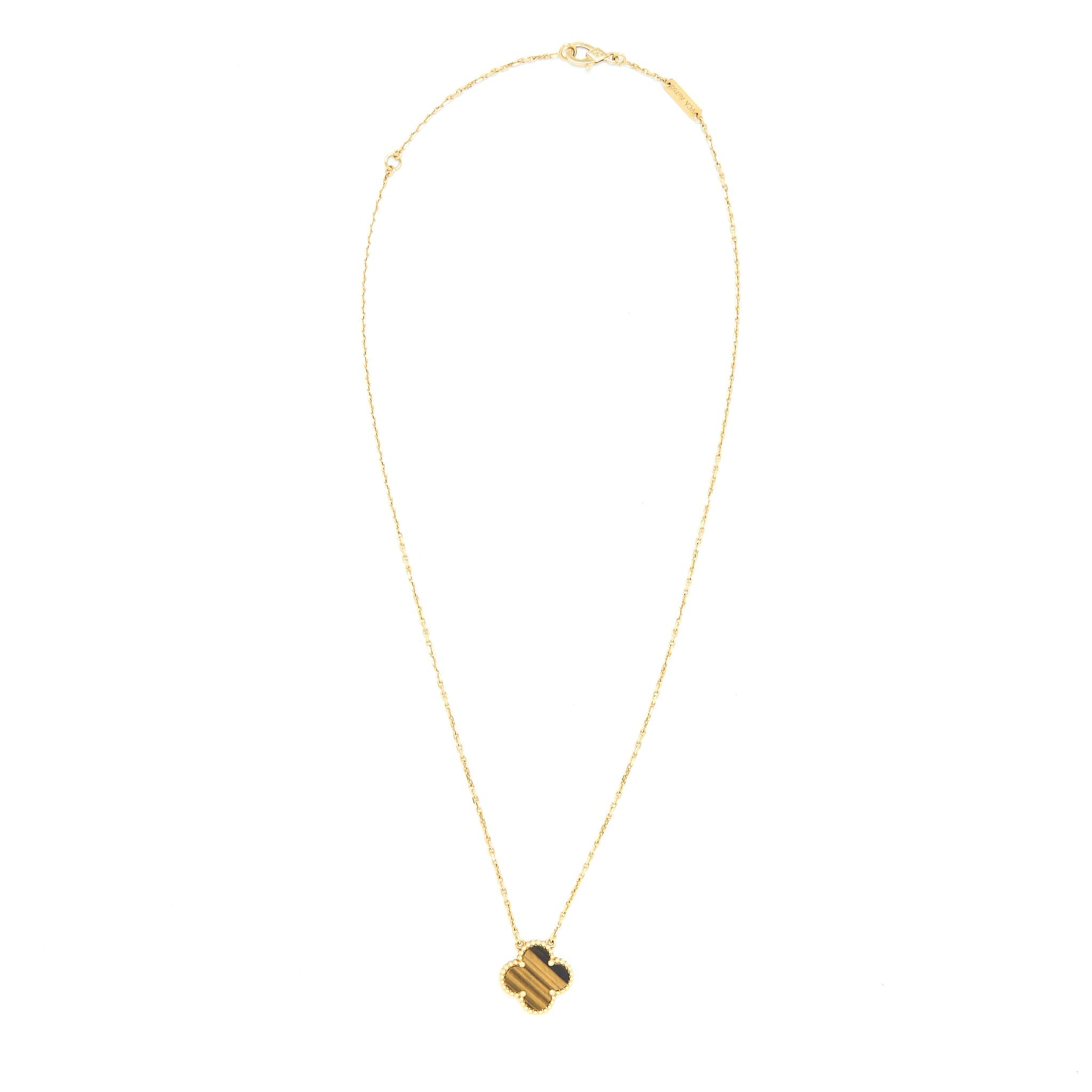 VAN CLEEF&ARPELS VINTAGE ALHAMBRA PENDANT TIGER EYE YELLOW GOLD