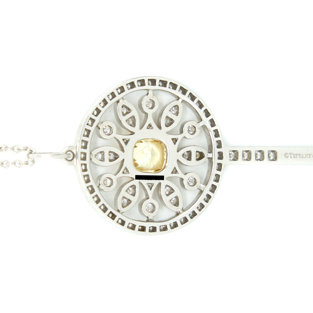 TIFFANY & CO ROUND STAR KEY PENDANT WHITE GOLD WITH YELLOW/WHITE DIAMONDS