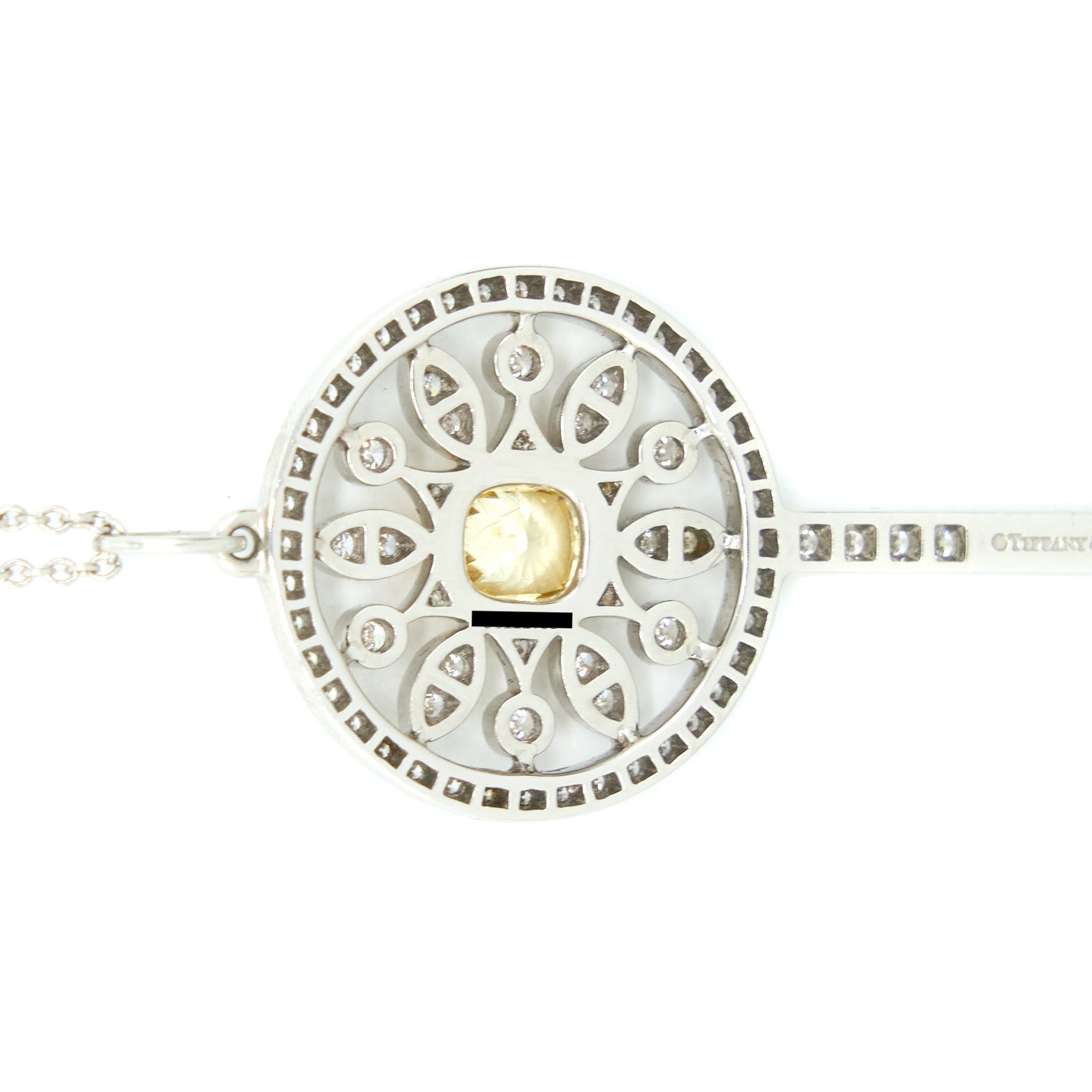 TIFFANY & CO ROUND STAR KEY PENDANT WHITE GOLD WITH YELLOW/WHITE DIAMONDS
