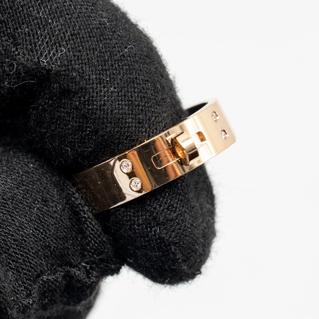 HERMES KELLY RING ROSE GOLD DIAMONDS