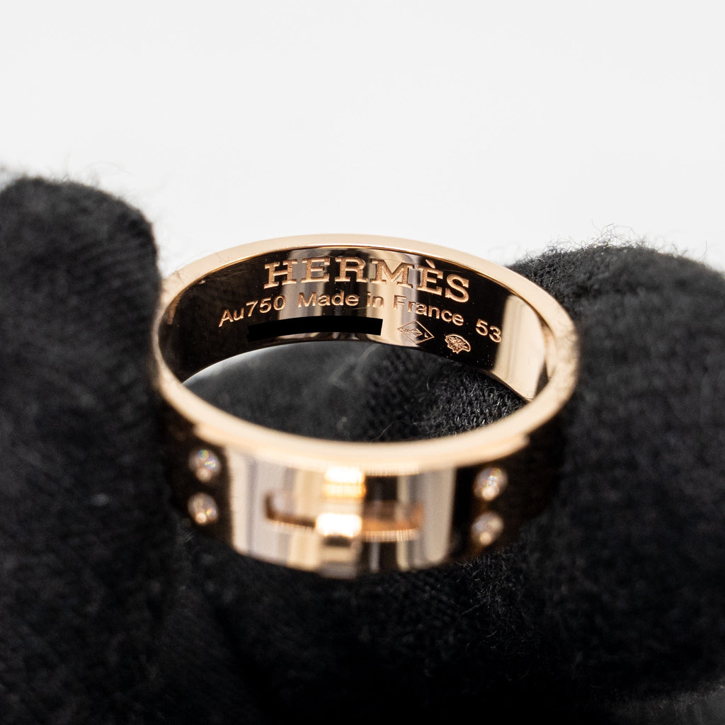 HERMES KELLY RING ROSE GOLD DIAMONDS