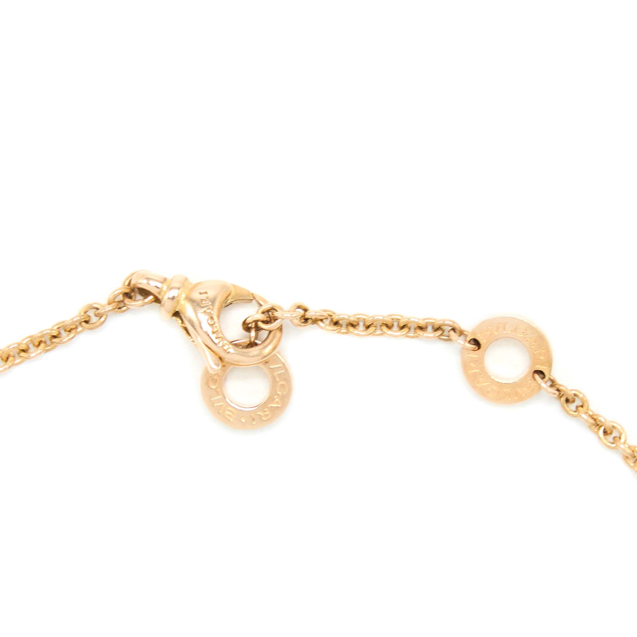 BVLGARI NECKLACE INNER LOCKING RING PENDANT ROSE GOLD PINK DIAMONDS