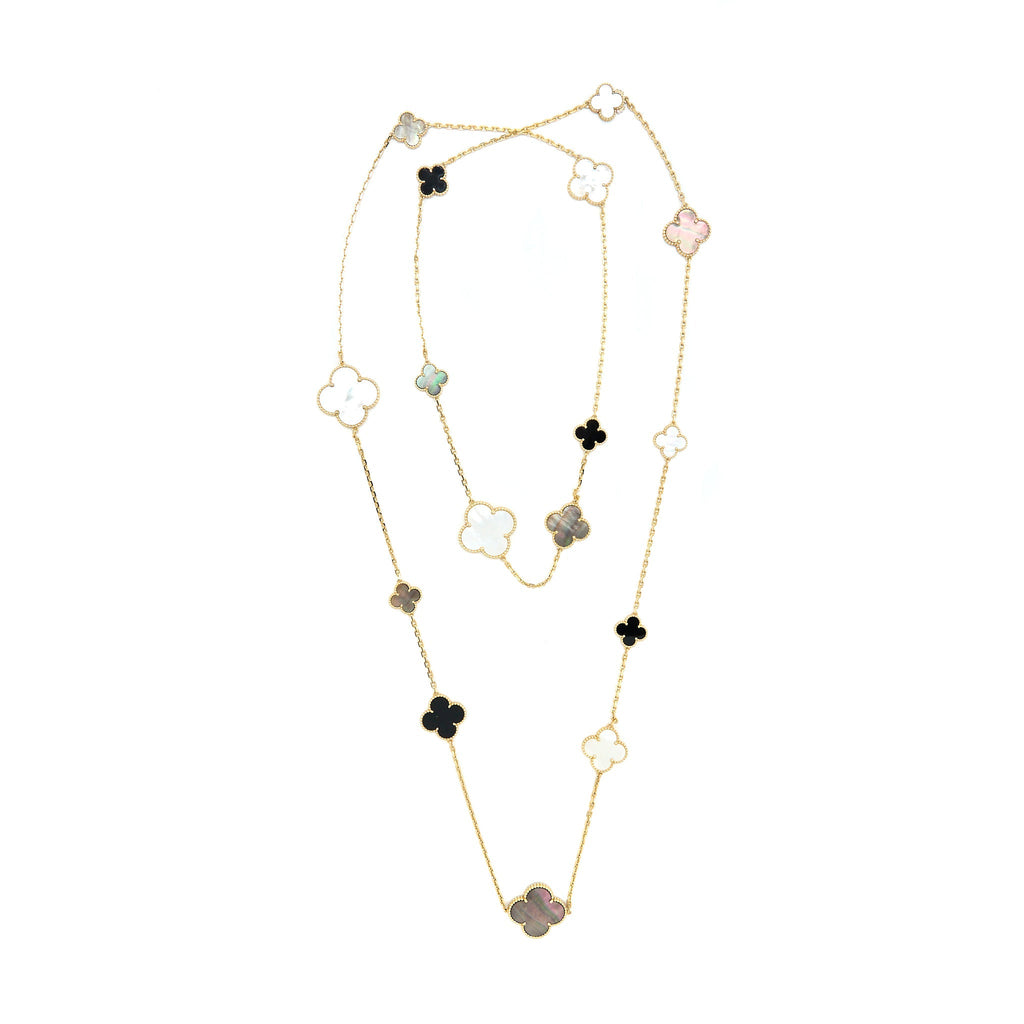 VAN CLEEF & ARPELS MAGIC ALHAMBRA 16 MOTIFS LONG NECKLACE YELLOW GOLD