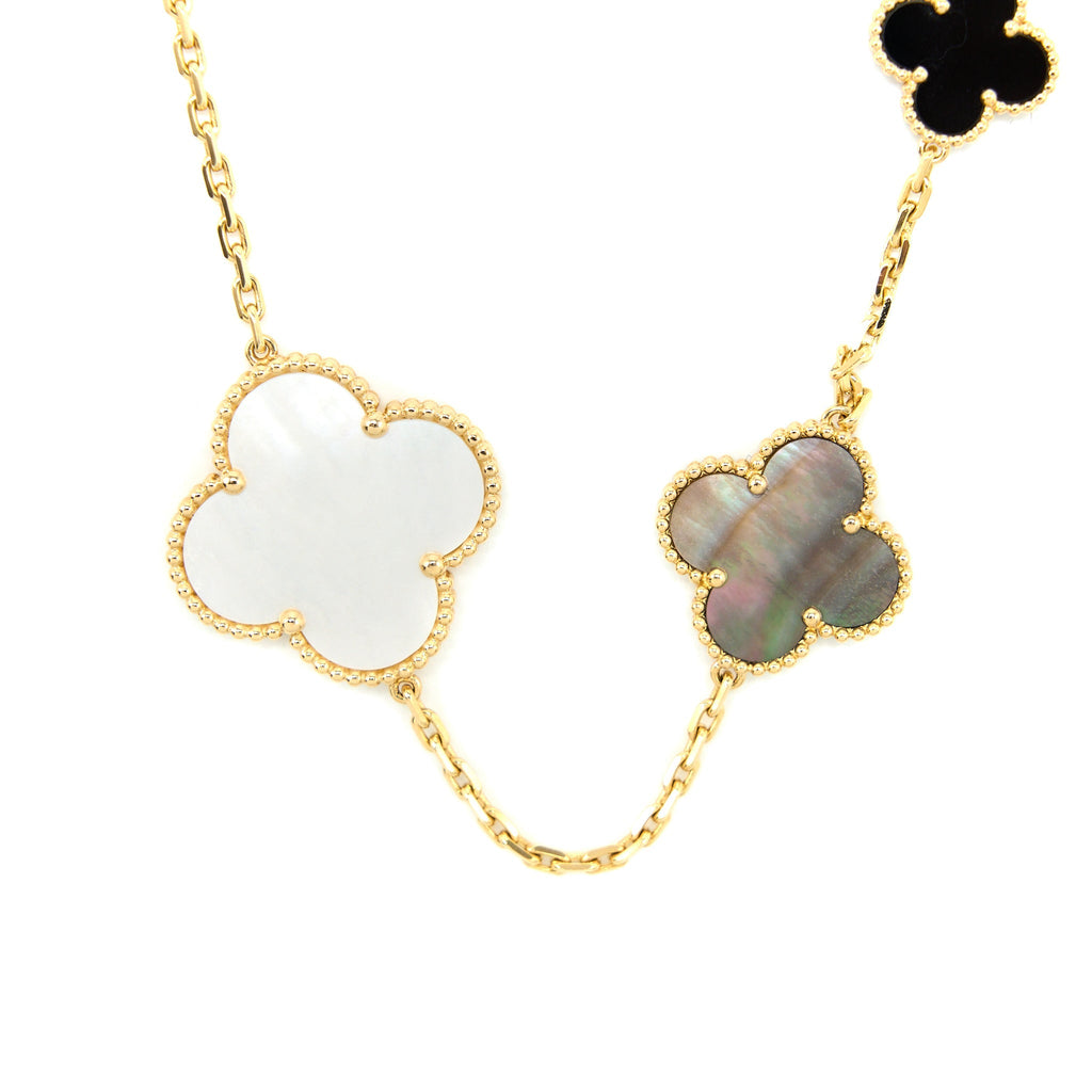 VAN CLEEF & ARPELS MAGIC ALHAMBRA 16 MOTIFS LONG NECKLACE YELLOW GOLD