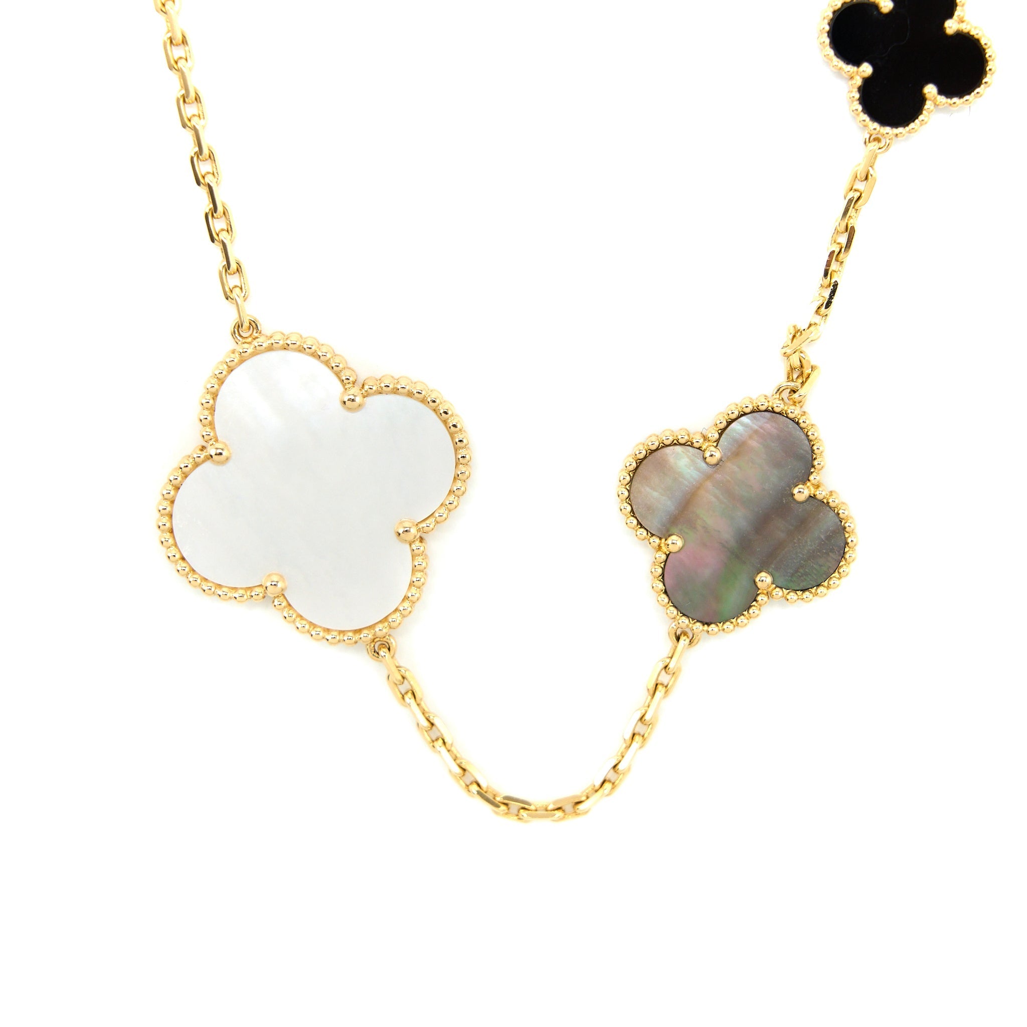 VAN CLEEF & ARPELS MAGIC ALHAMBRA 16 MOTIFS LONG NECKLACE YELLOW GOLD