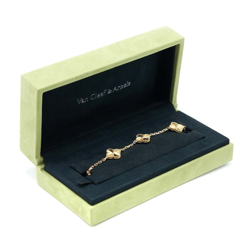 VAN CLEEF & ARPELS VINTAGE ALHAMBRA BRACELET 5 MOTIFS YELLOW GOLD