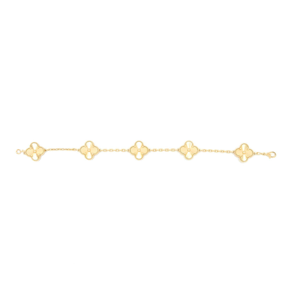 VAN CLEEF & ARPELS VINTAGE ALHAMBRA BRACELET 5 MOTIFS YELLOW GOLD