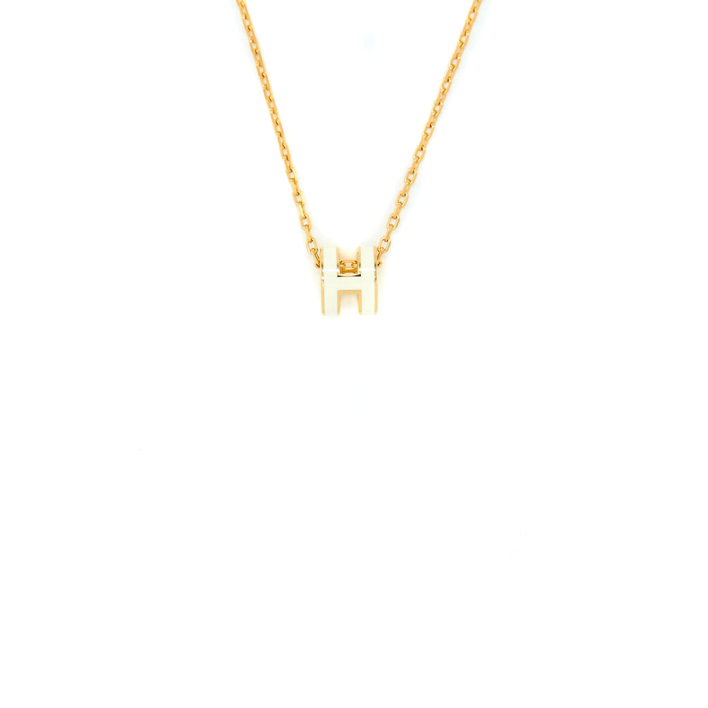 HERMES MINI POP H PENDANT WHITE GHW