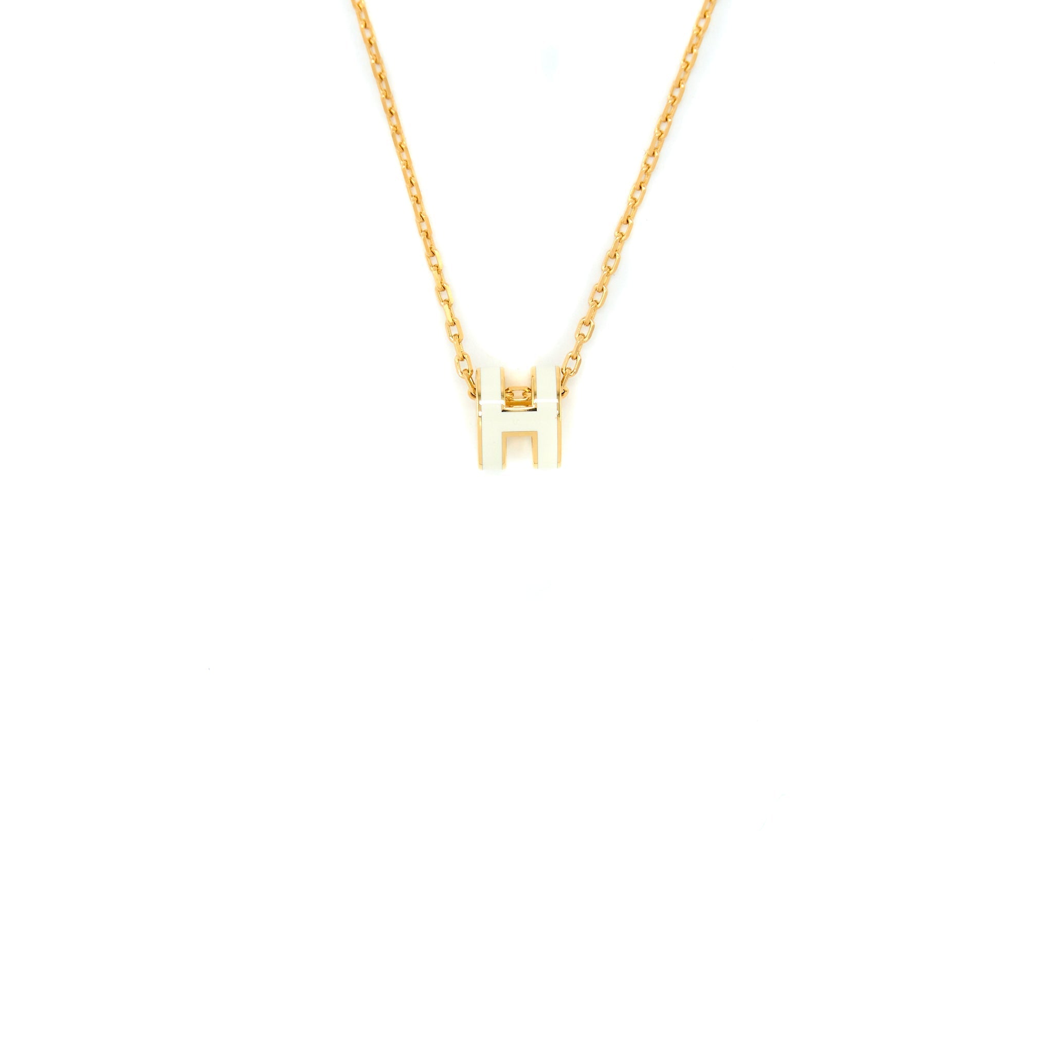 HERMES MINI POP H PENDANT WHITE GHW