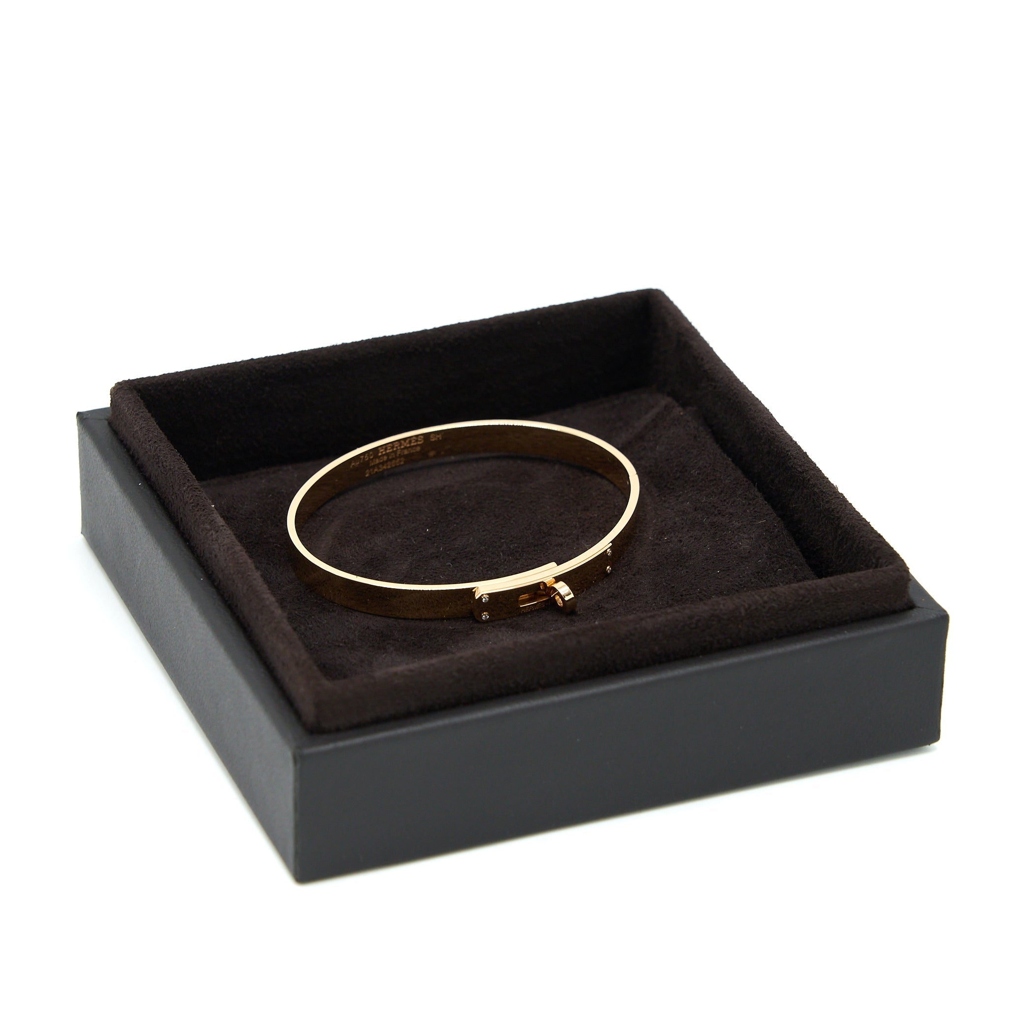 HERMES KELLY BRACELET ROSE GOLD 4 DIAMONDS