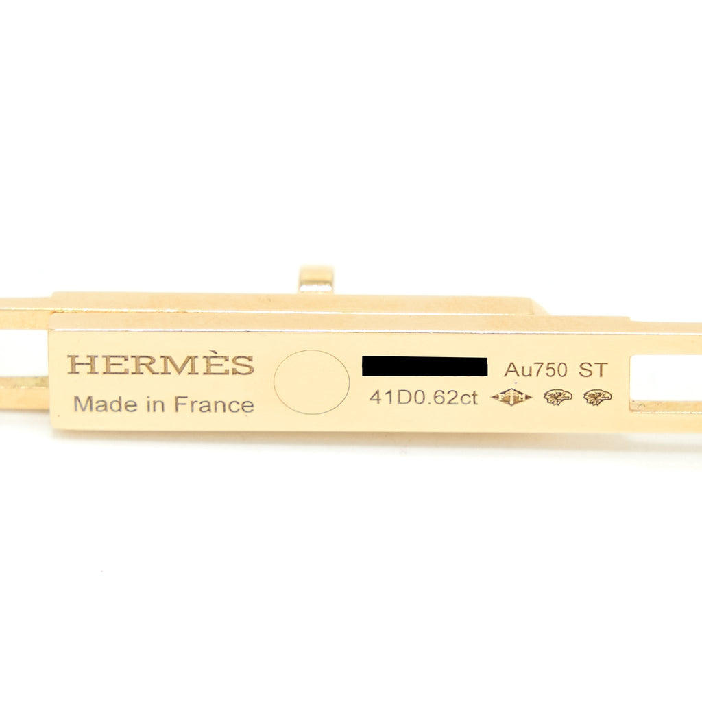 HERMES KELLY CHAINE LARIAT NECKLACE SMALL MODEL YELLOW GOLD DIAMONDS