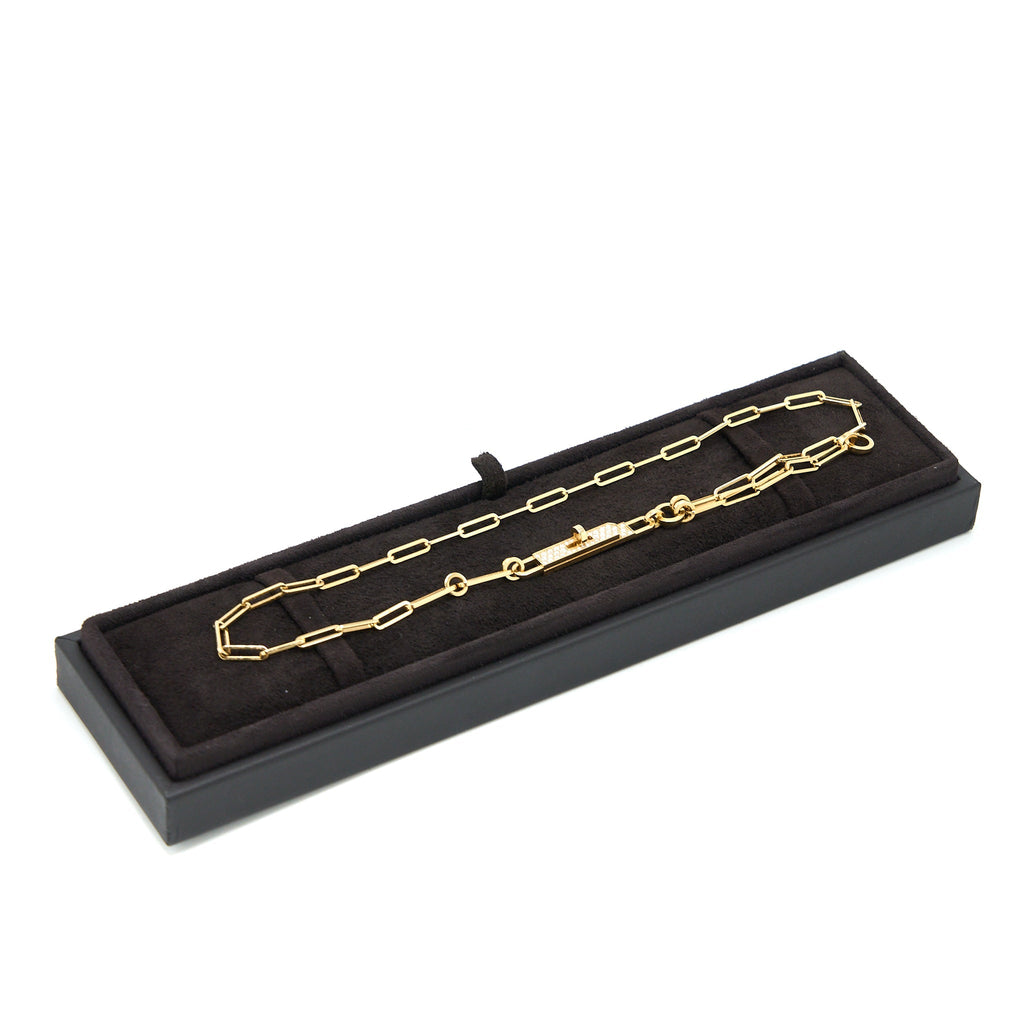HERMES KELLY CHAINE LARIAT NECKLACE SMALL MODEL YELLOW GOLD DIAMONDS
