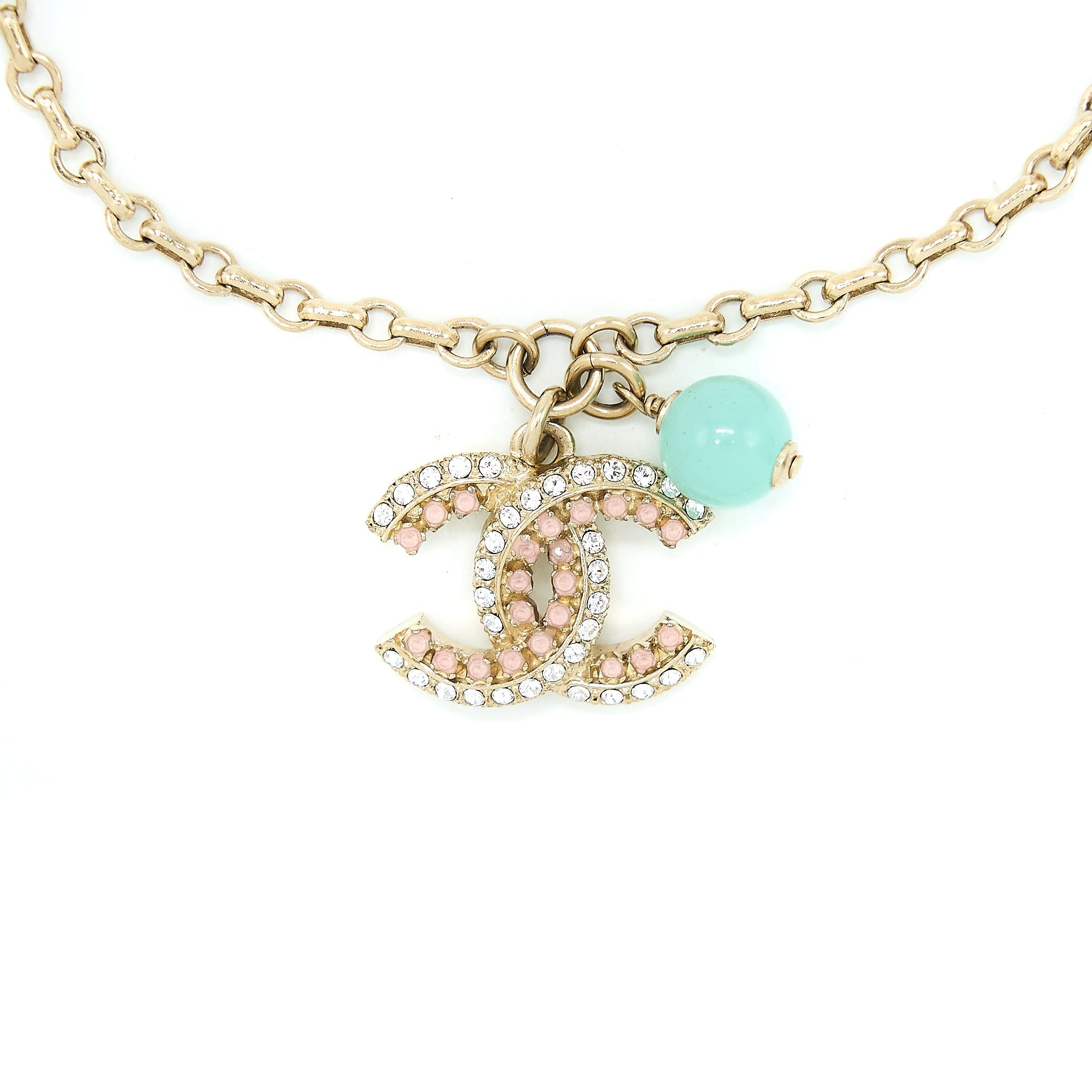 CHANEL CC LOGO BRACELET MULTICOLOUR PEARL/CRYSTAL LIGHT GOLD TONE
