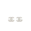 CHANEL CC AND STAR EARRINGS SILVER TONE