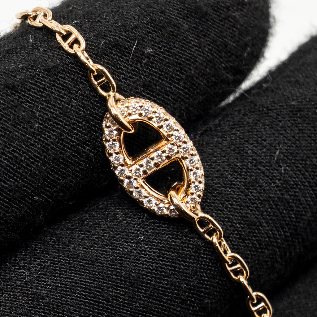 HERMES NEW FARANDOLE BRACELET ROSE GOLD DIAMONDS