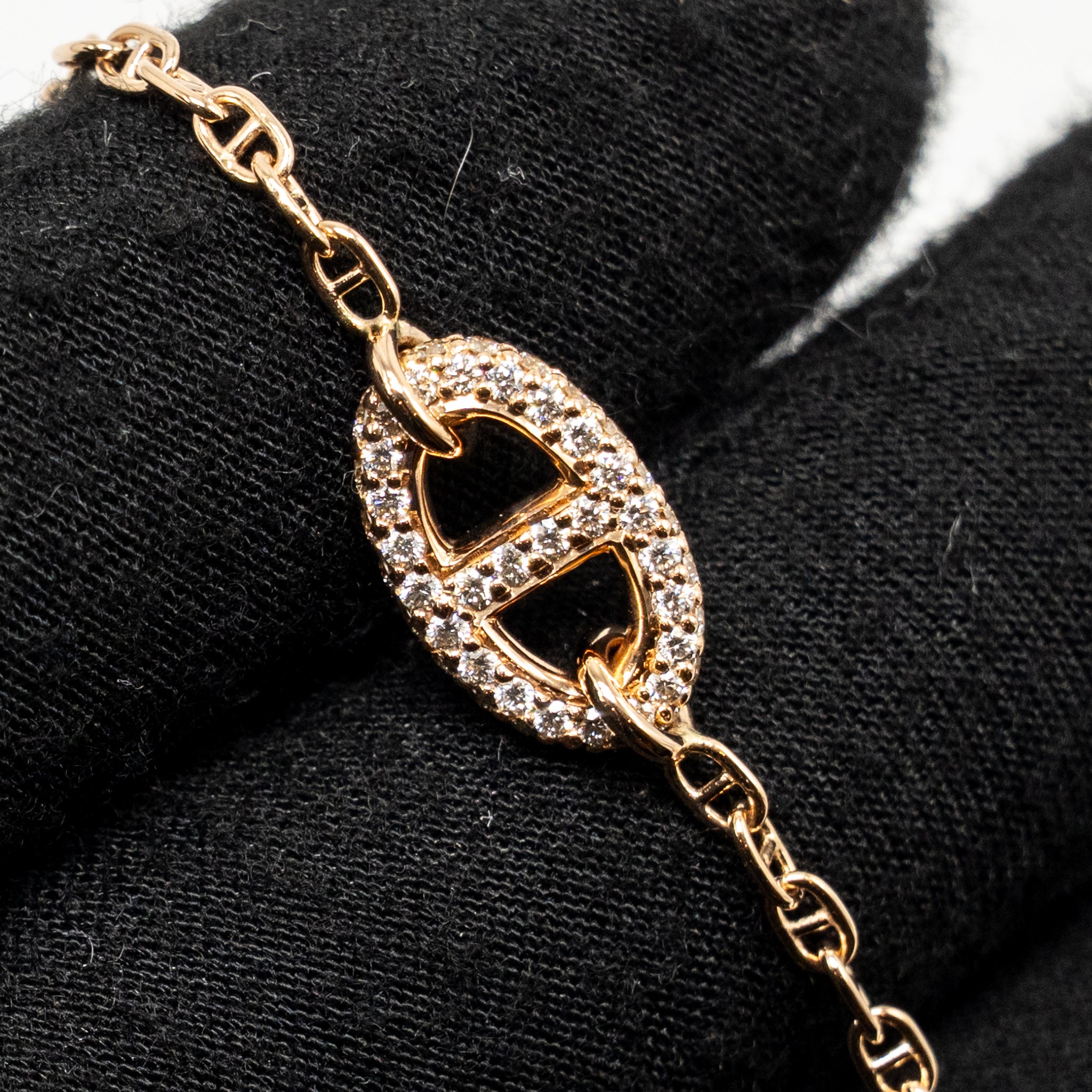 HERMES NEW FARANDOLE BRACELET ROSE GOLD DIAMONDS