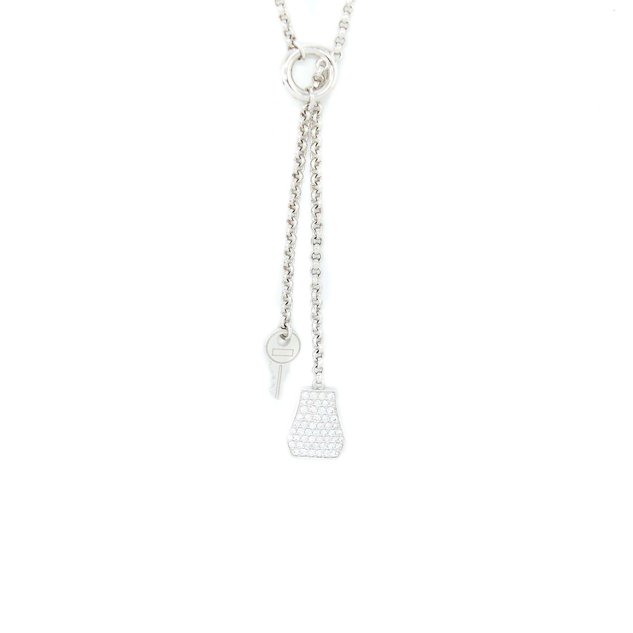 HERMES KELLY CLOCHE THE NECKLACE SMALL MODEL WHITE GOLD DIAMONDS