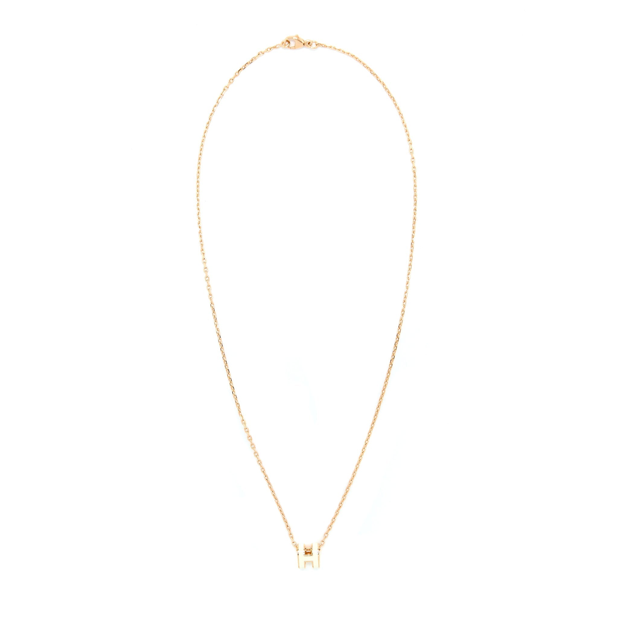 HERMES MINI POP H PENDANT WHITE GOLD TONE