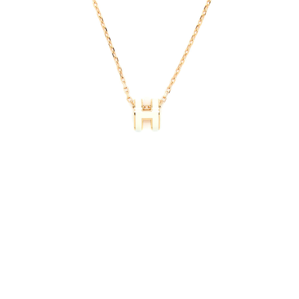 HERMES MINI POP H PENDANT WHITE GOLD TONE