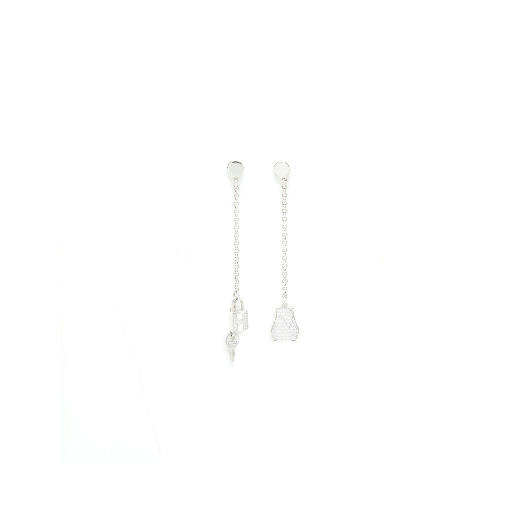 HERMES KELLY CLOCHE THE EARRINGS WHITE GOLD DIAMONDS