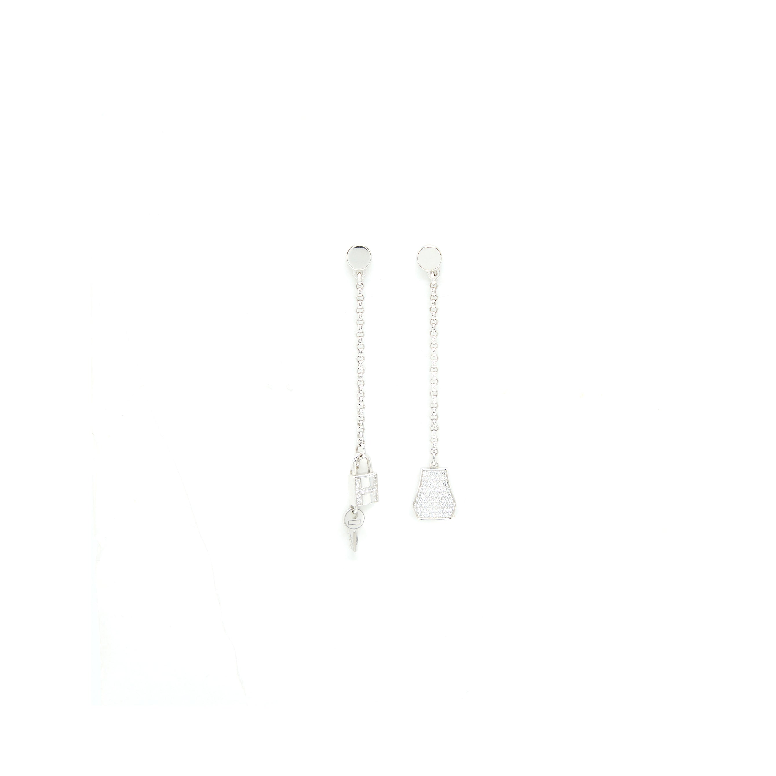 HERMES KELLY CLOCHE THE EARRINGS WHITE GOLD DIAMONDS