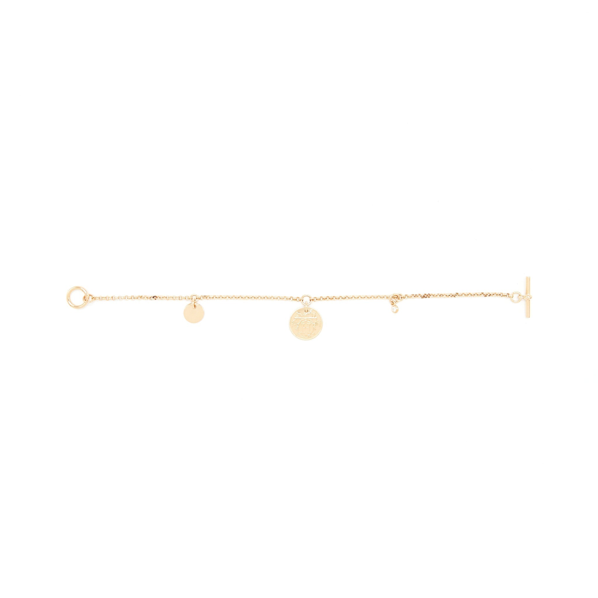 HERMES EX-LIBRIS BRACELET ROSE GOLD WITH A DIMOND