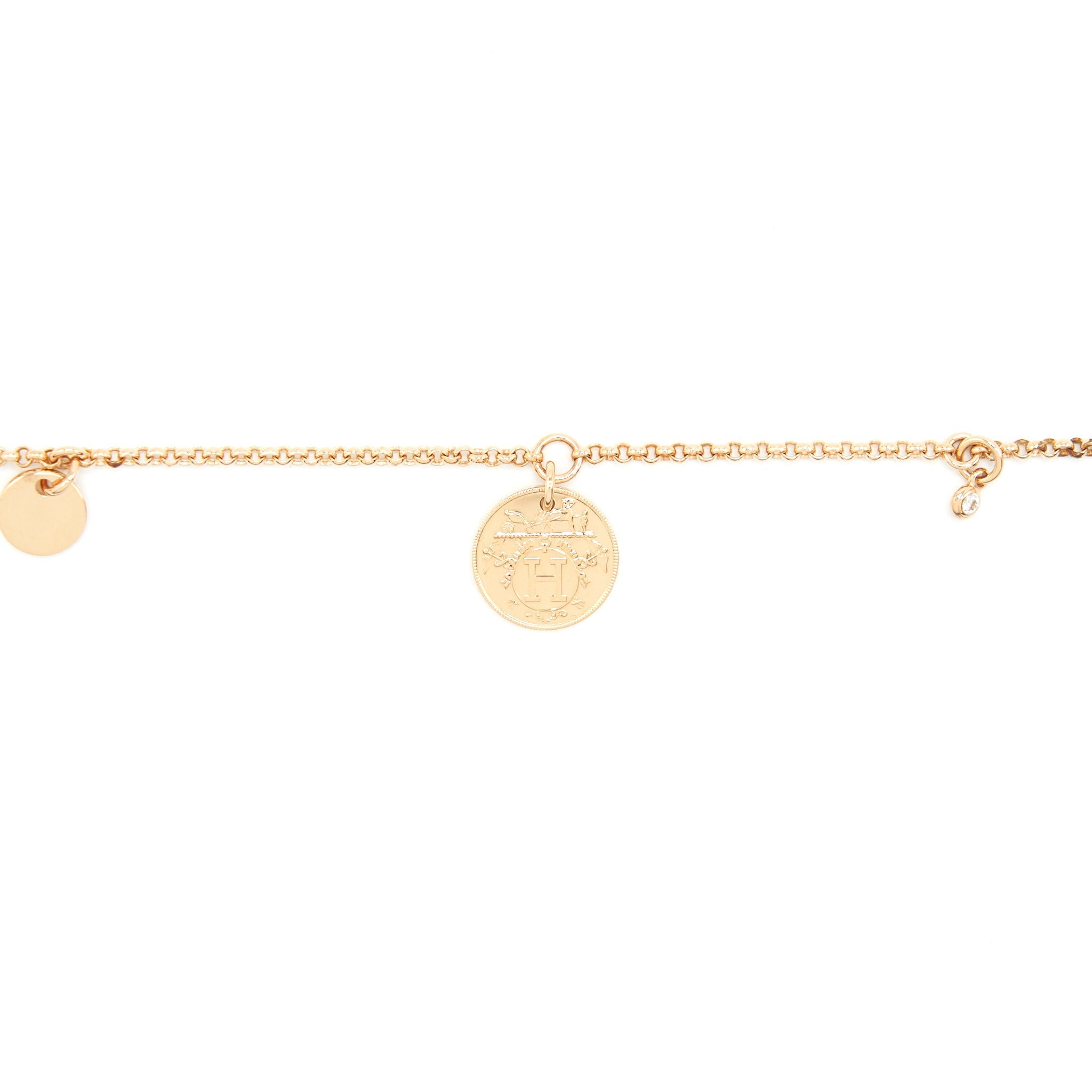 HERMES EX-LIBRIS BRACELET ROSE GOLD WITH A DIMOND