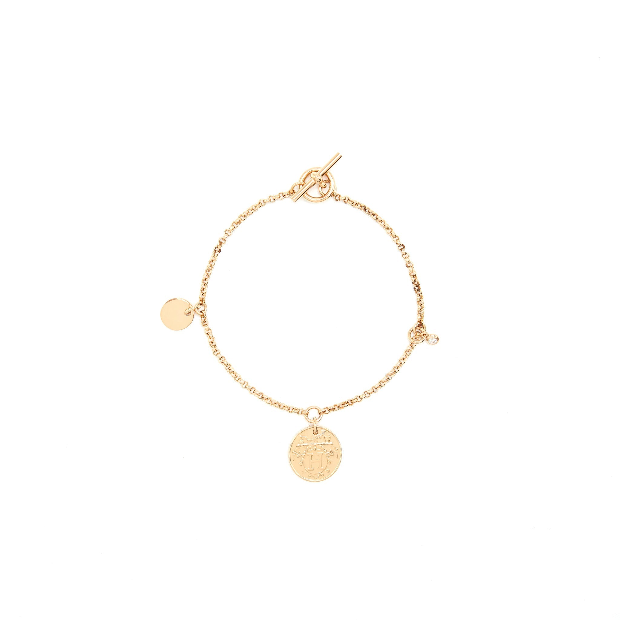 HERMES EX-LIBRIS BRACELET ROSE GOLD WITH A DIMOND