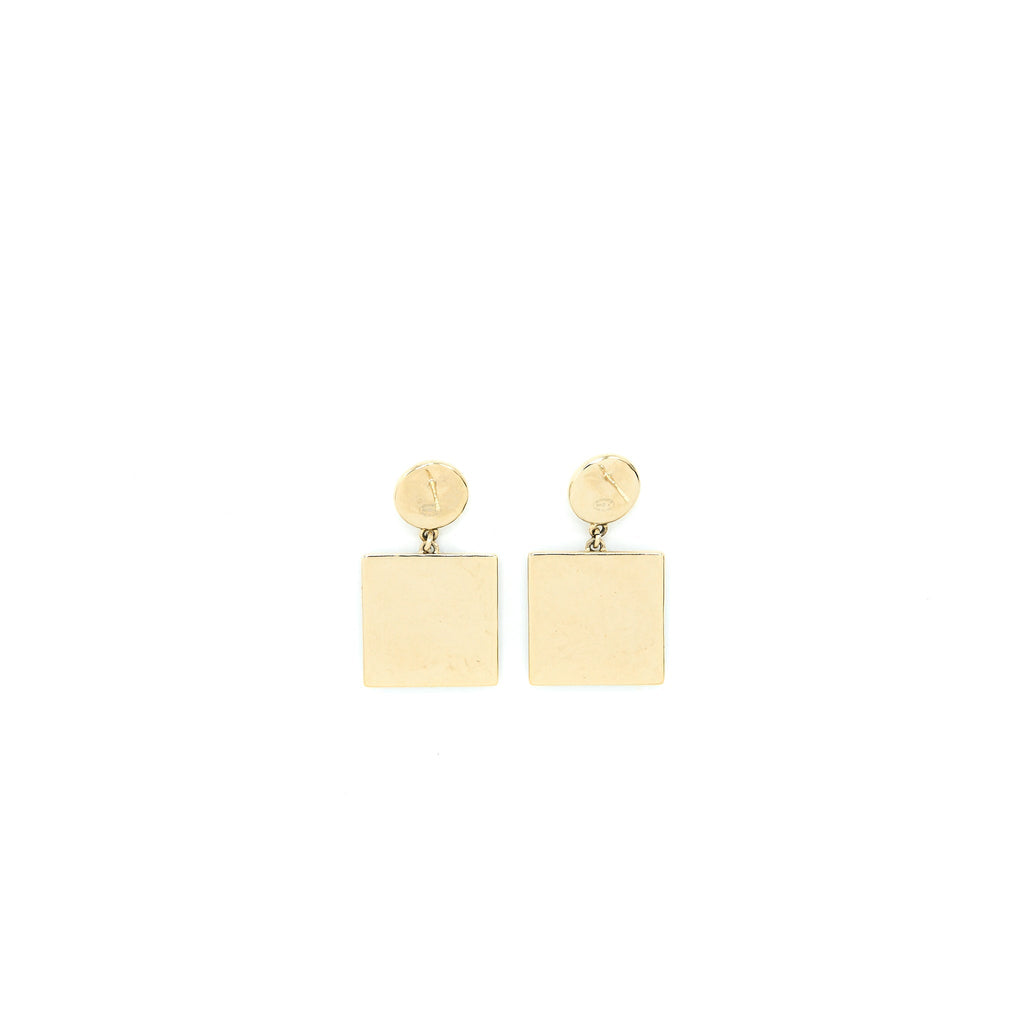 CHANEL PEARL CC SQUARE DROP EARRINGS BLACK LIGHT GOLD TONE