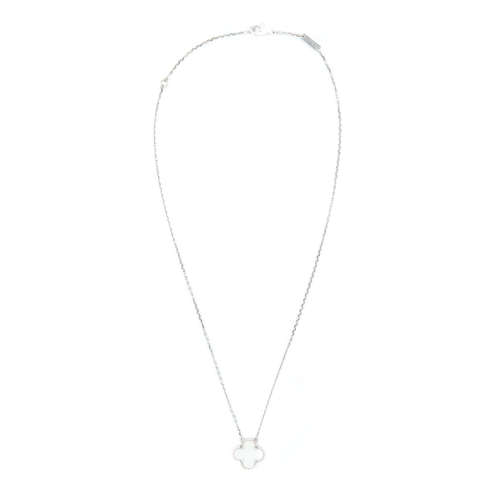 VAN CLEEF & ARPELS VINTAGE ALHAMBRA PENDANT MOTHER OF PEARL WHITE GOLD