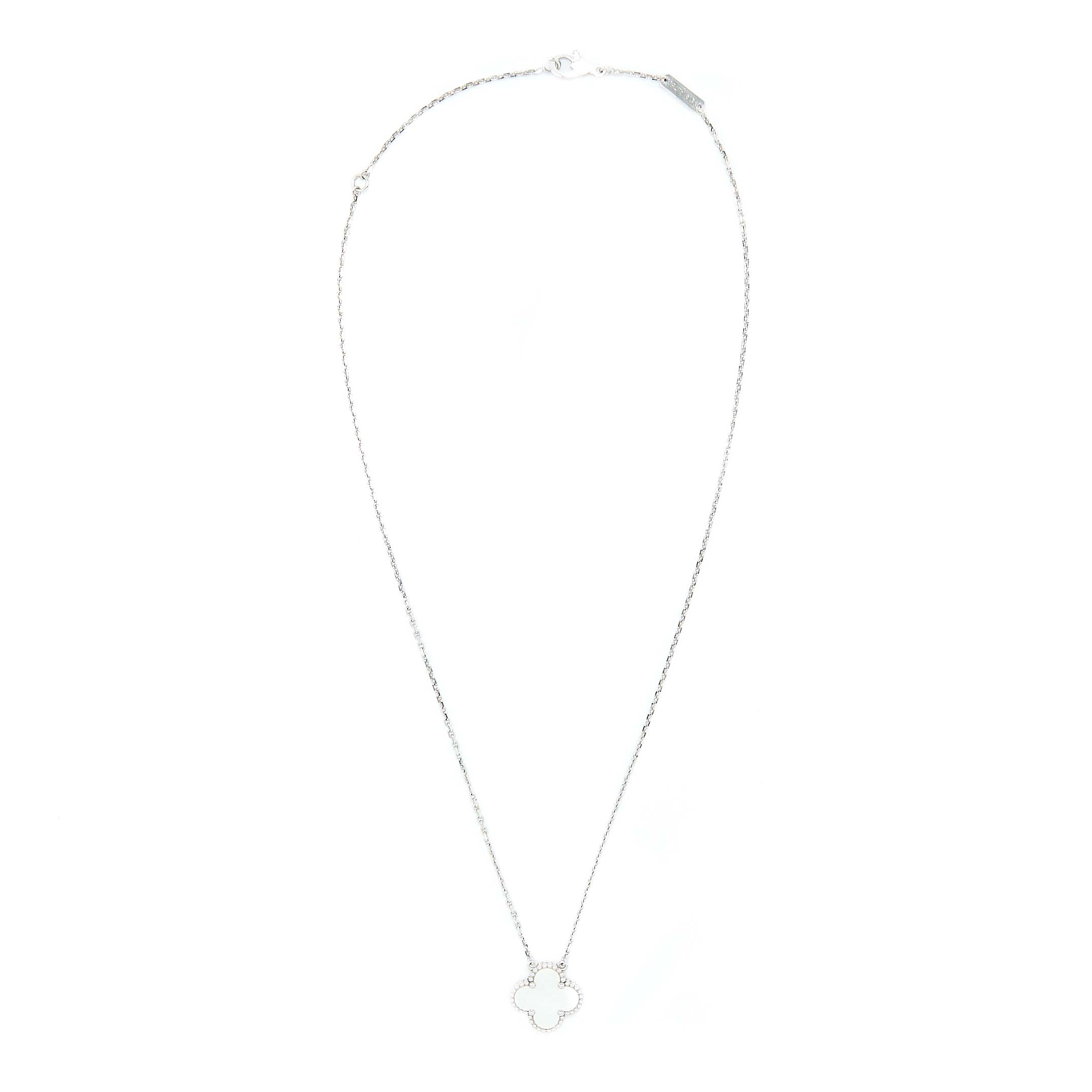 VAN CLEEF & ARPELS VINTAGE ALHAMBRA PENDANT MOTHER OF PEARL WHITE GOLD