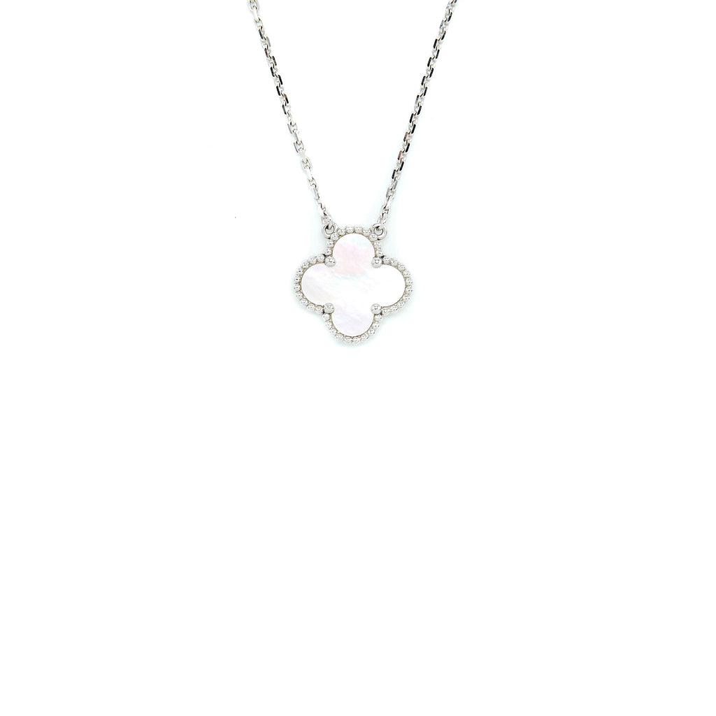 VAN CLEEF & ARPELS VINTAGE ALHAMBRA PENDANT MOTHER OF PEARL WHITE GOLD