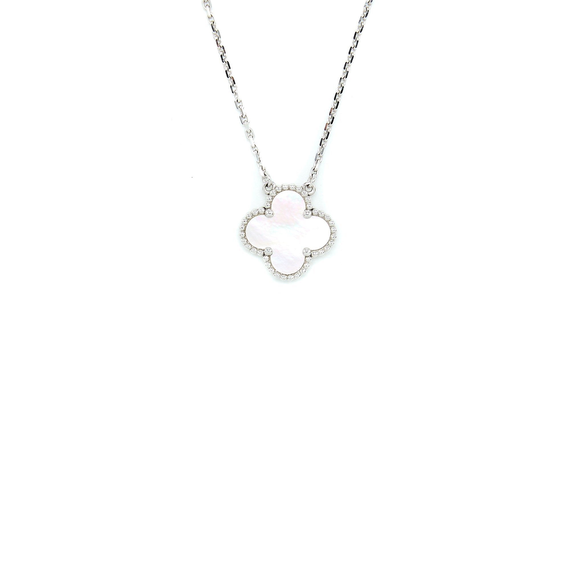 VAN CLEEF & ARPELS VINTAGE ALHAMBRA PENDANT MOTHER OF PEARL WHITE GOLD