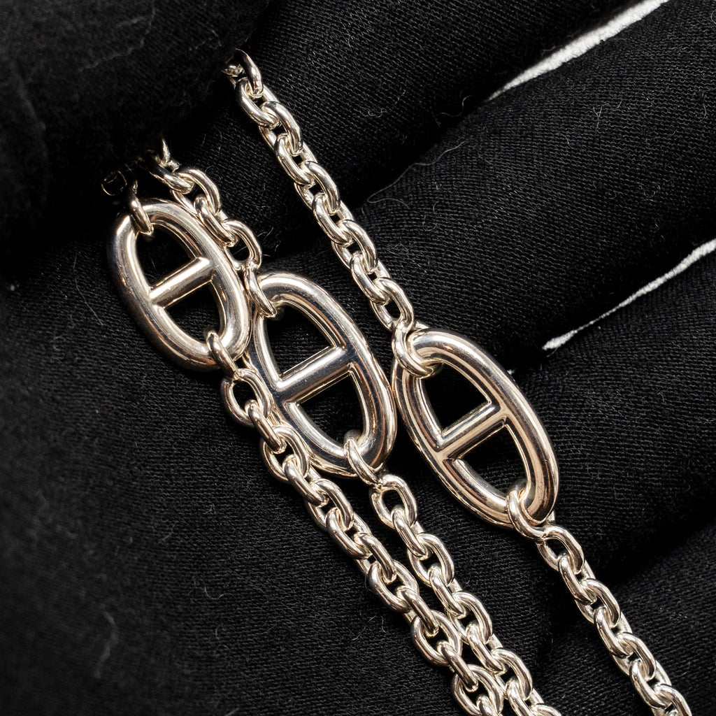 HERMES 120CM FARANDOLE LONG NECKLACE SILVER TONE