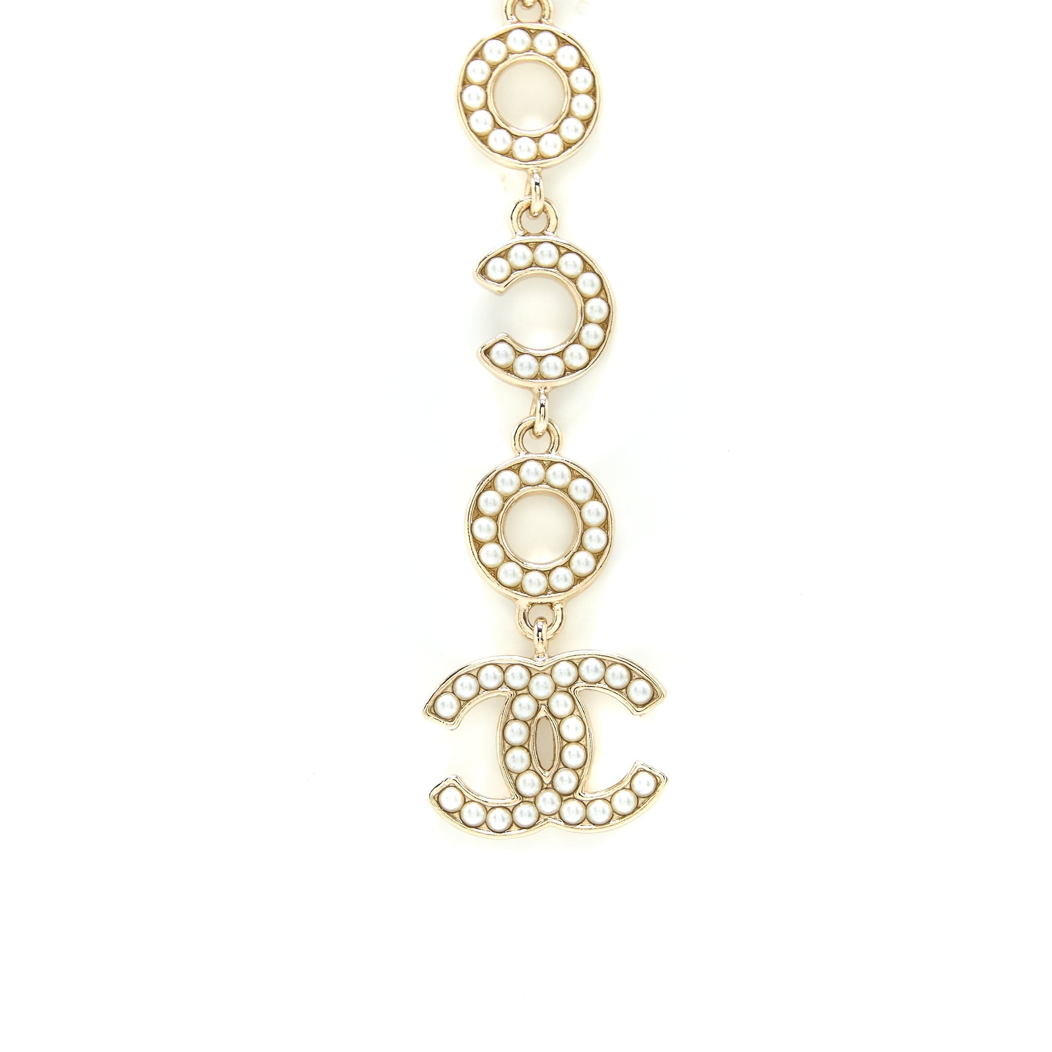 CHANEL COCO LETTER DROP EARRINGS LIGHT GOLD TONE
