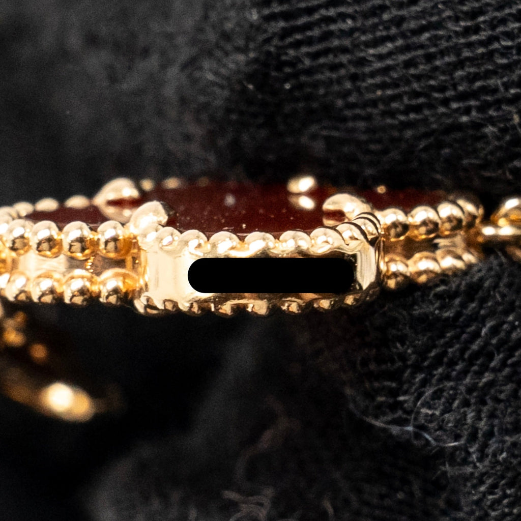 VAN CLEEF & ARPELS VINTAGE ALHAMBRA BRACELET 5 MOTIFS ROSE GOLD, CARNELIAN