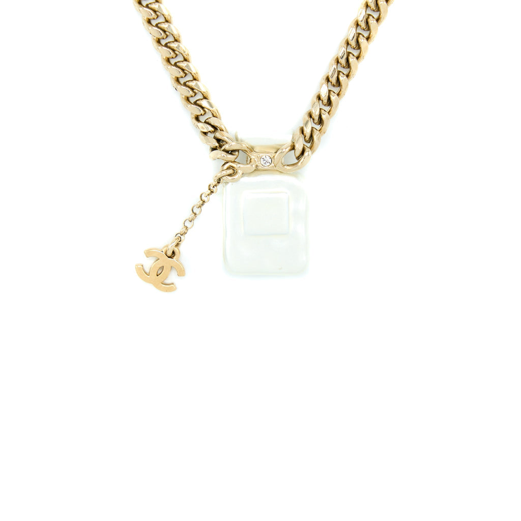CHANEL 22S PERFUME BOTTLE/CC LOGO DROP NECKLACE/CHOKER LGHW