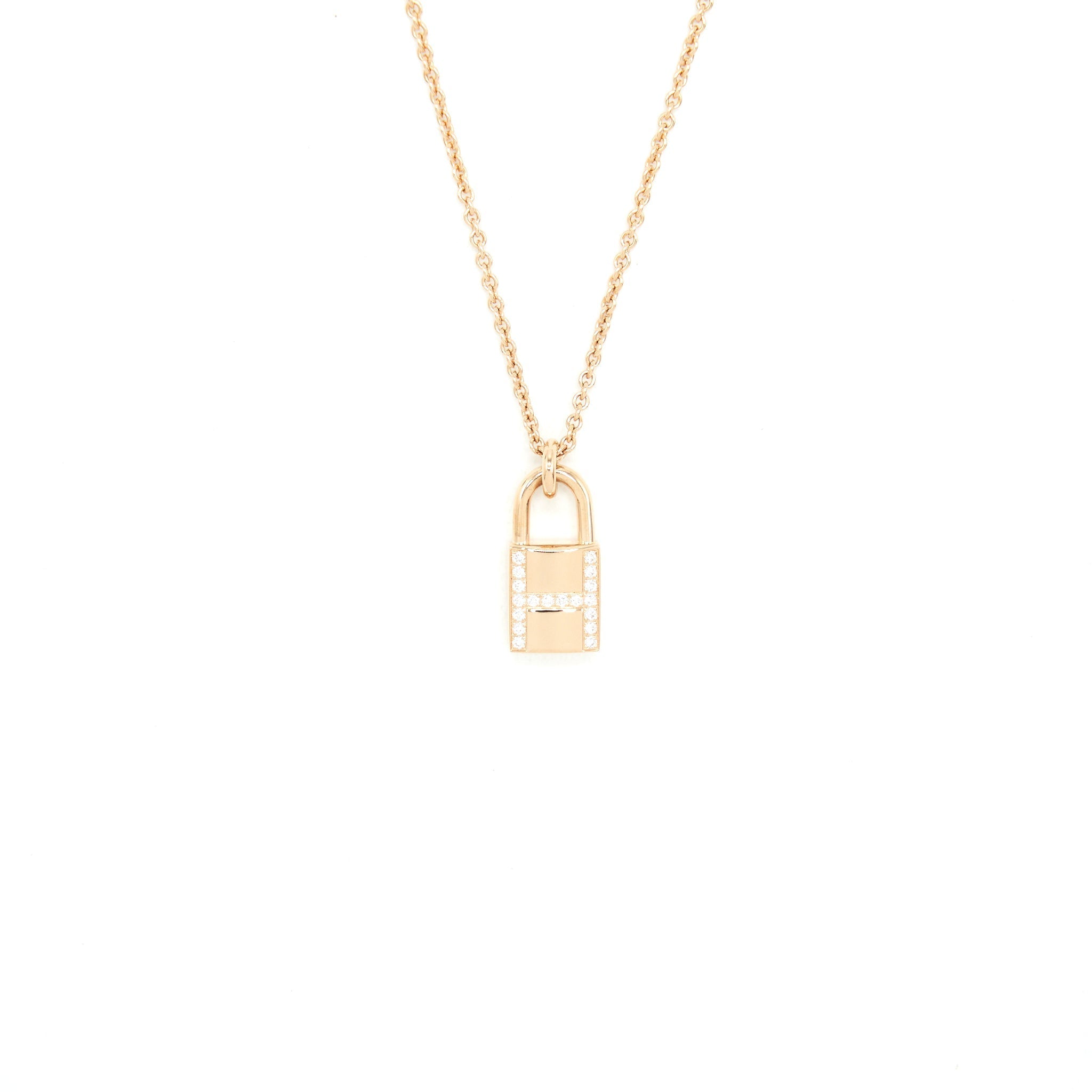HERMES AMULETTES CADENAS PENDANT ROSE GOLD WITH DIMONDS