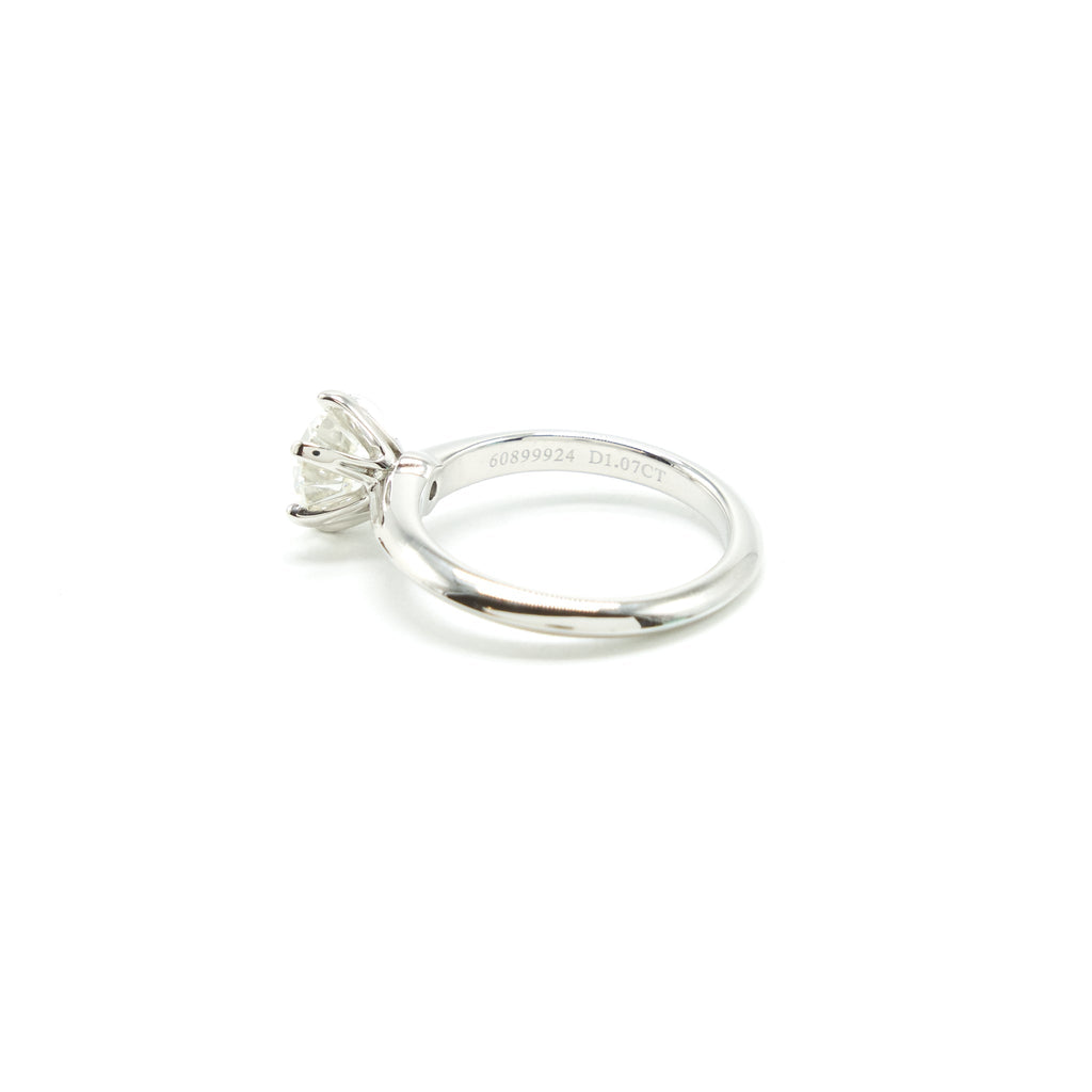 TIFFANY PLATINUM AND DIMOND SOLITAIRE RING 1.07 CARATS, I COLOR, VS1 CLARITY
