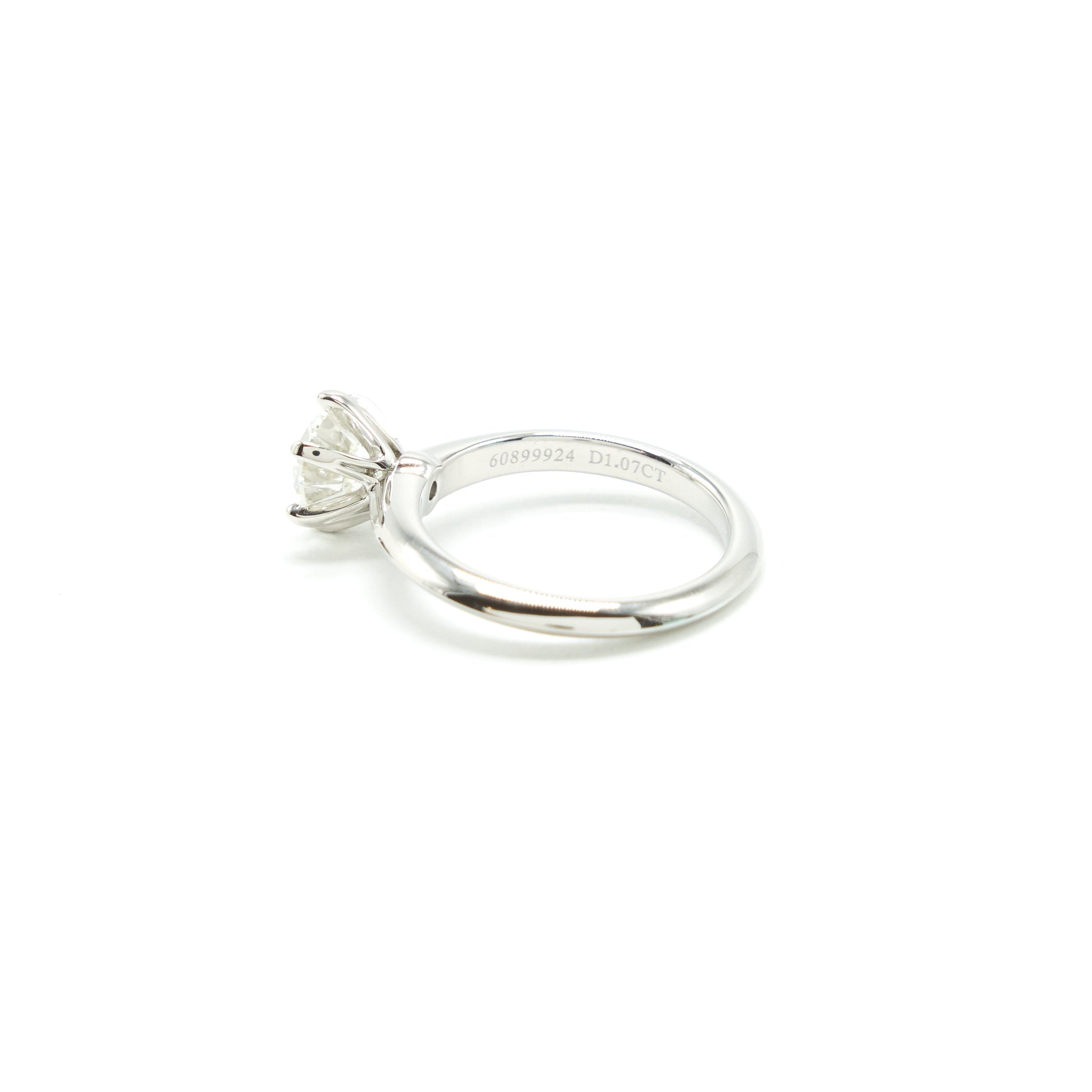 TIFFANY PLATINUM AND DIMOND SOLITAIRE RING 1.07 CARATS, I COLOR, VS1 CLARITY