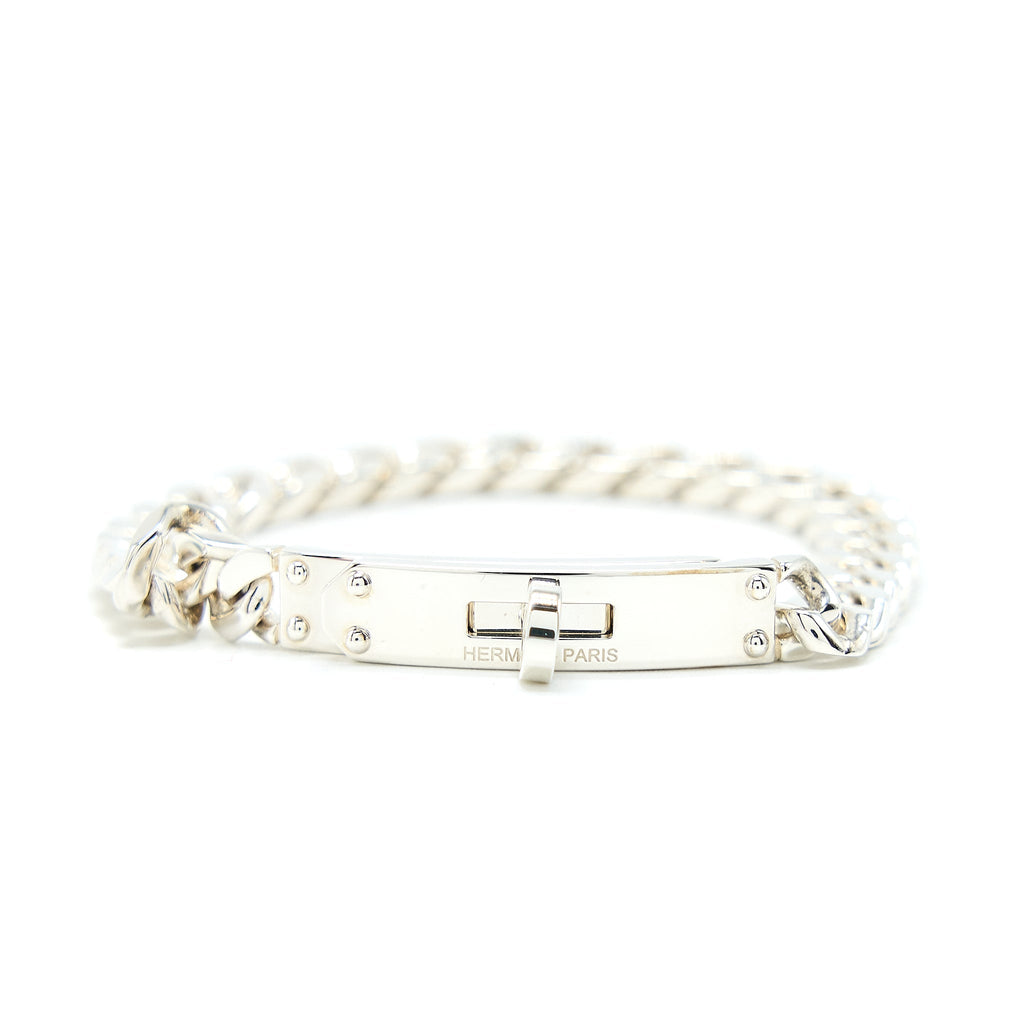 HERMES KELLY GOURMETTE BRACELET IN STERLING SILVER WITH KELLY CLASP