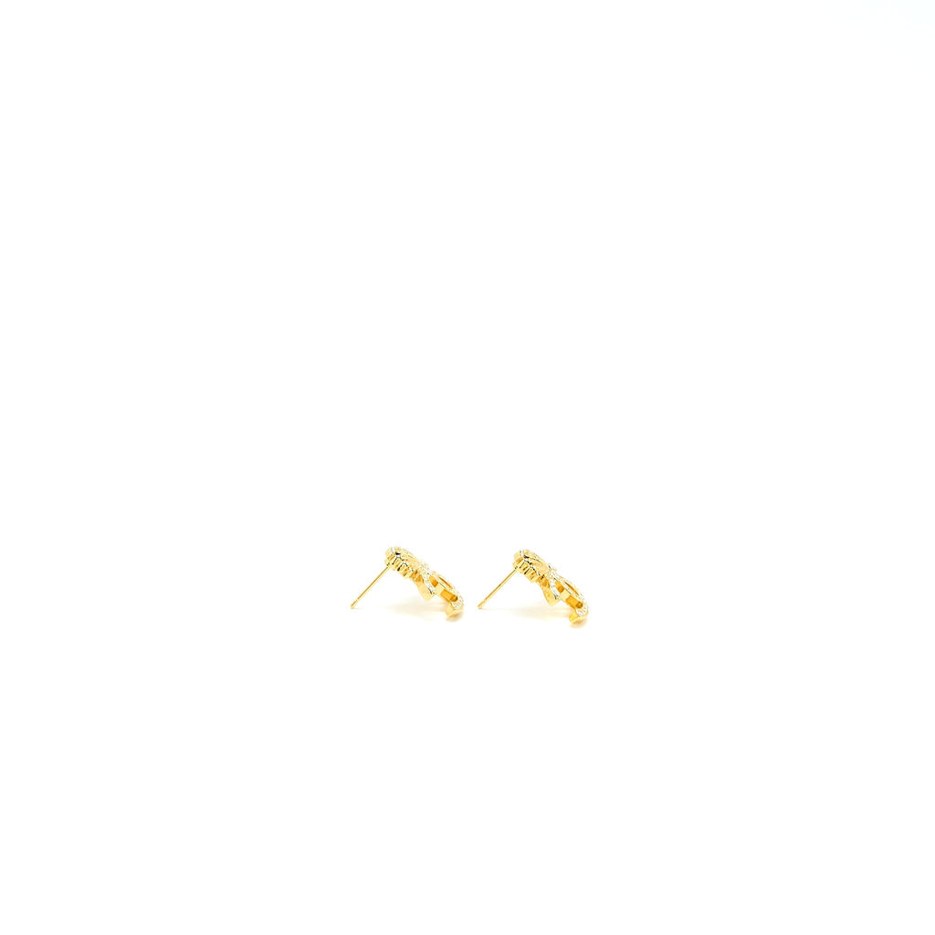 CHANEL CC LOGO/SHELL EARRINGS WITH MULTICOLOUR CRYSTAL GOLD TONE