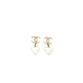 CHANEL 22C CC LOGO HEART DROP EARRING LIGHT GOLD TONE
