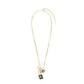 CHANEL LIPSTICK AND SQUARE CC NECKLACE LGHW