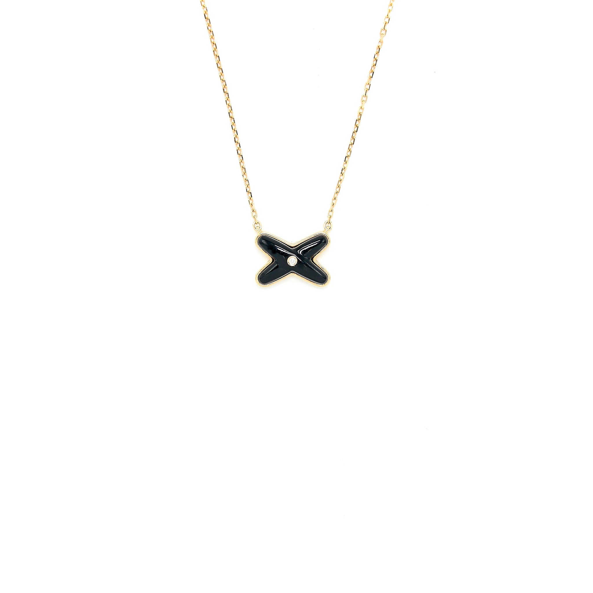 CHAUMET JEUX DE LIENS PENDANT ONYX/ROSE GOLD WITH ONE DIAMOND
