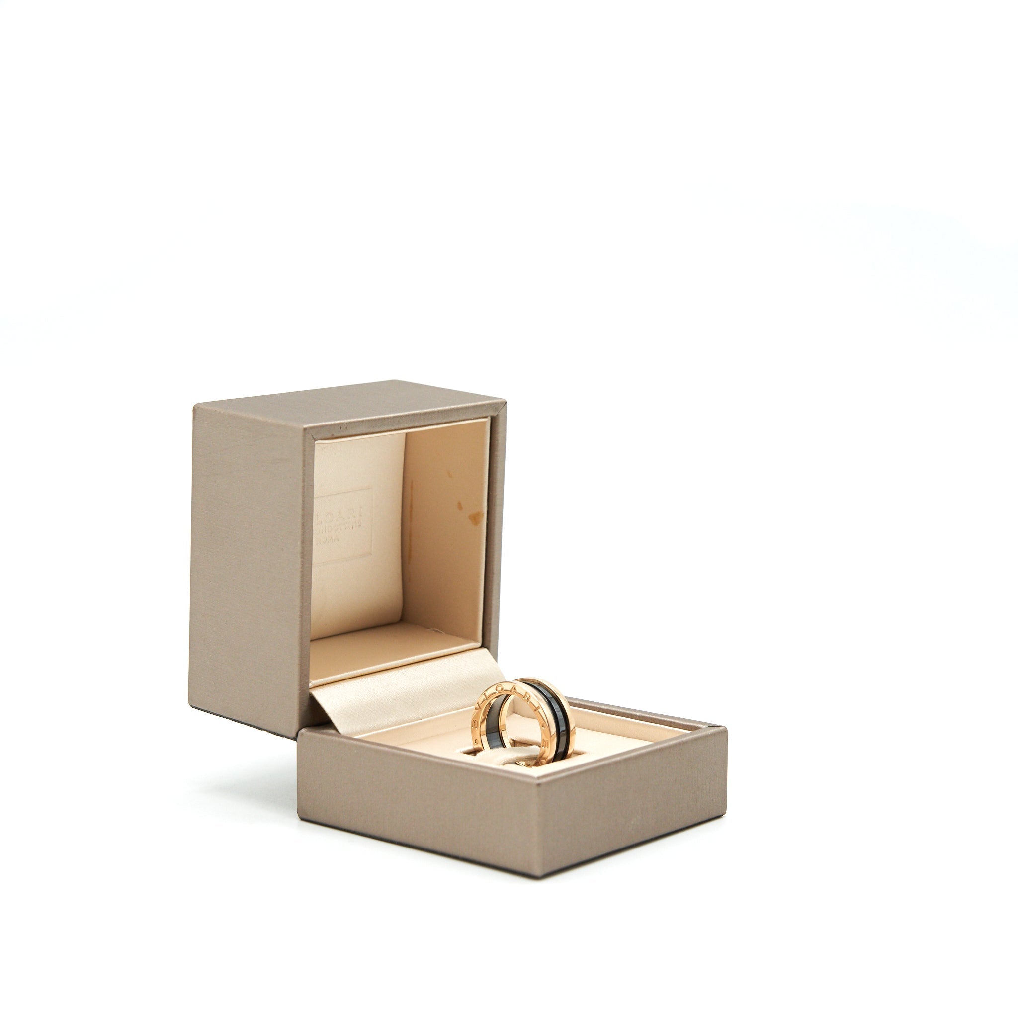 BVLGARI B.ZERO1 TWO BAND RING ROSEGOLD / BLACK CERAMIC