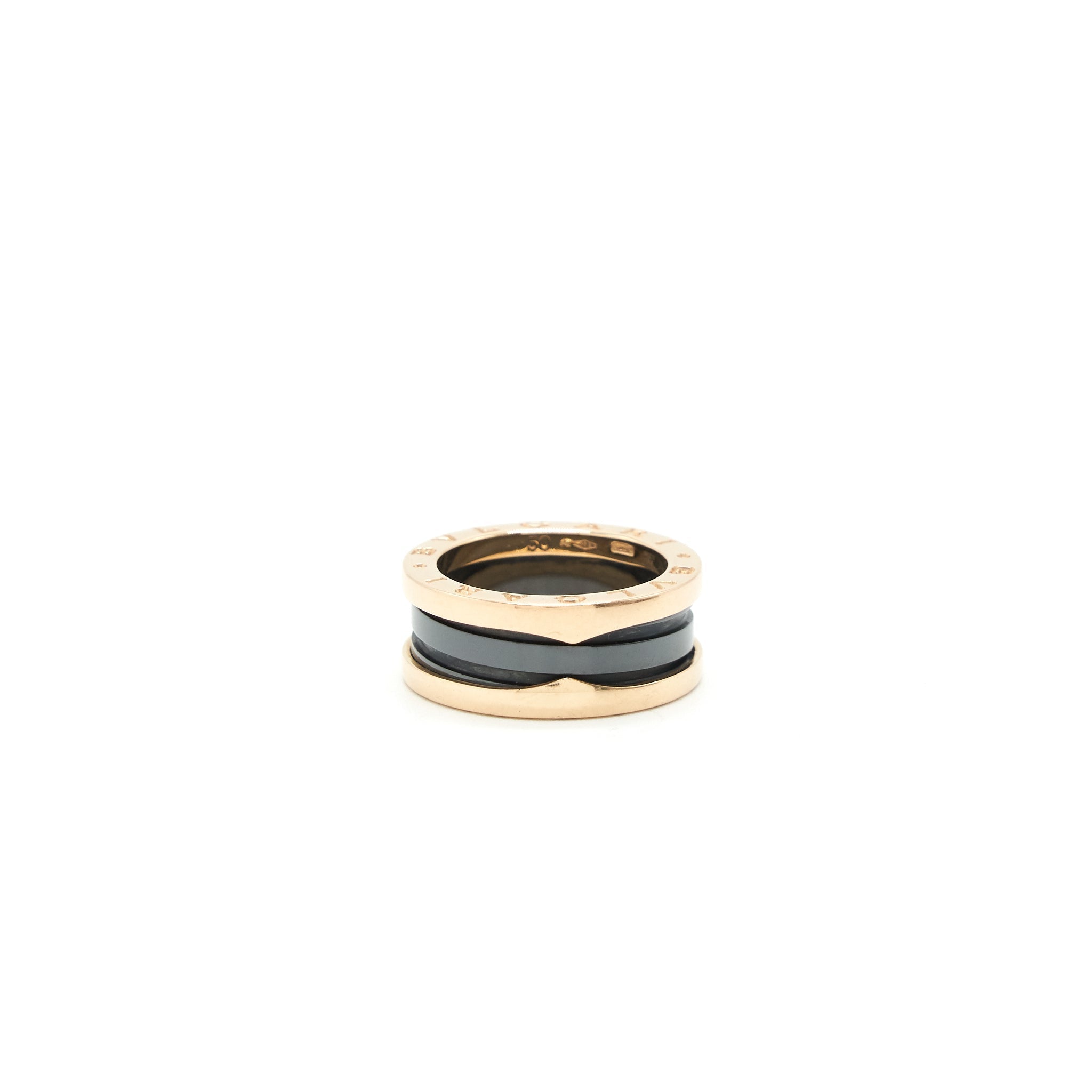 BVLGARI B.ZERO1 TWO BAND RING ROSEGOLD / BLACK CERAMIC
